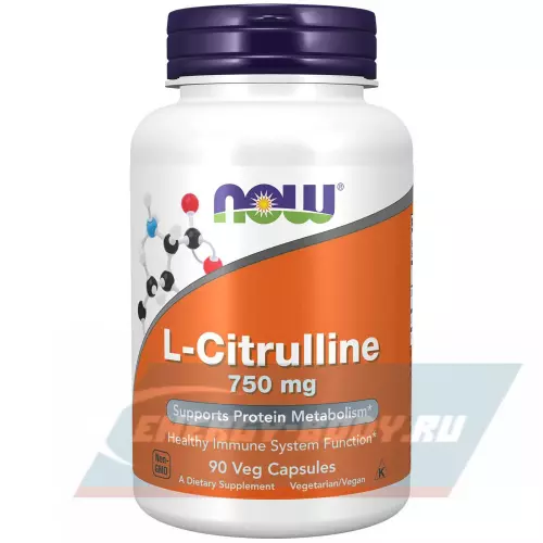 Аминокислотны NOW FOODS L-Citrulline 750 mg - L-цитруллин Нейтральный, 90 веган капсул