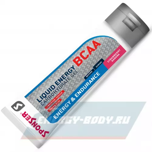 Энергетический гель SPONSER LIQUID ENERGY BCAA Клубника-банан, 18 тюбиков x 70 г