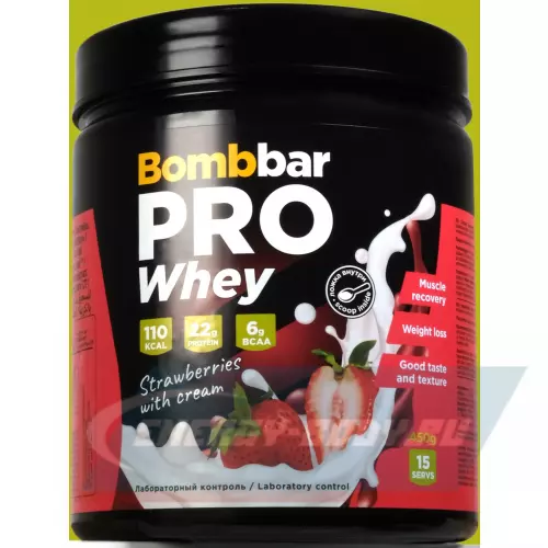  Bombbar Whey Protein Pro Клубника со сливками, 450 г