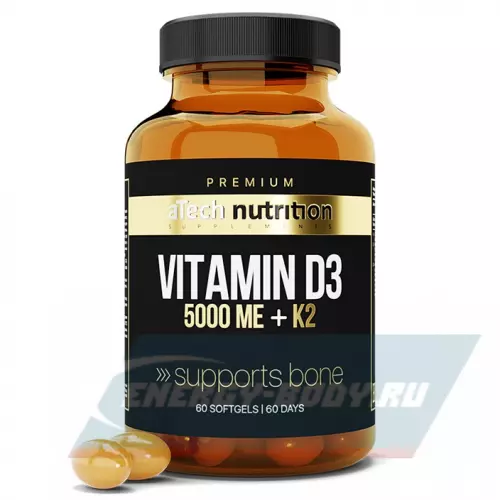  aTech Nutrition Vitamin D3 + K2 Premium Нейтральный, 60 капсул