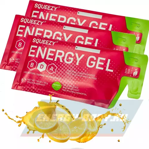 Энергетический гель SQUEEZY ENERGY GEL no caffeine Лимон, 3 x 33 г