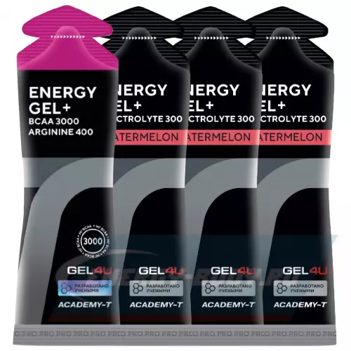 Энергетический гель GEL4U Energy Gel+electrolyte 300 Лесные ягоды, арбуз, 4 х 60 г