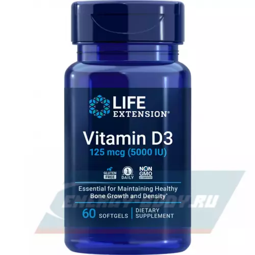  Life Extension Vitamin D3 125 mcg (5000 IU) 60 капсул