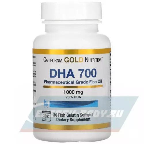 Omega 3 California Gold Nutrition DHA 700 Fish Oil, Pharmaceutical Grade, 1000 mg 30 капсул