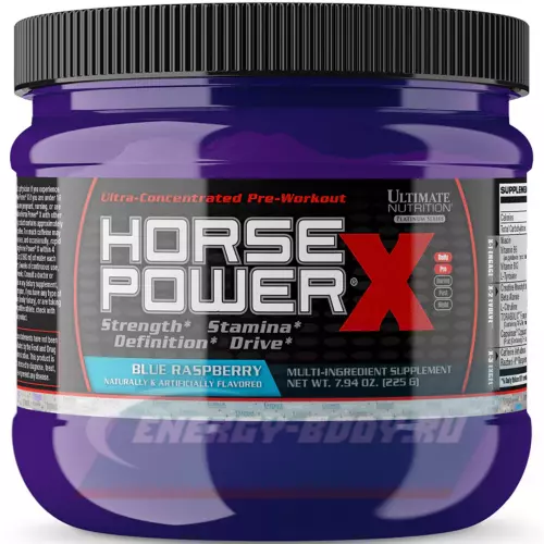 Предтерник Ultimate Nutrition HORSE POWER X Голубая малина, 225 г