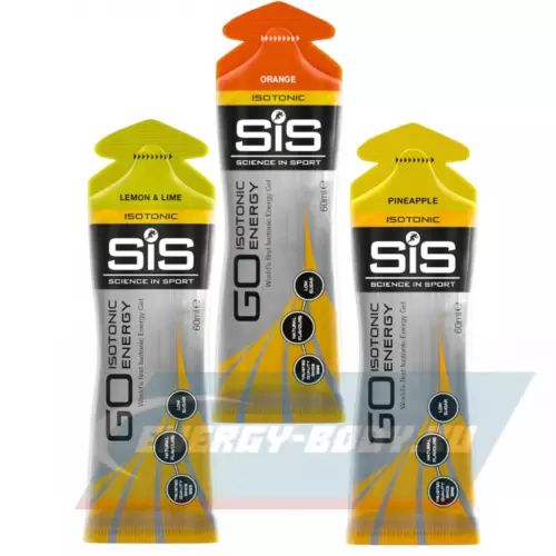 Энергетический гель SCIENCE IN SPORT (SiS) GO Isotonic Energy Gels Апельсин, Ананас, Лимон-Лайм, 3 x 60 мл Микс