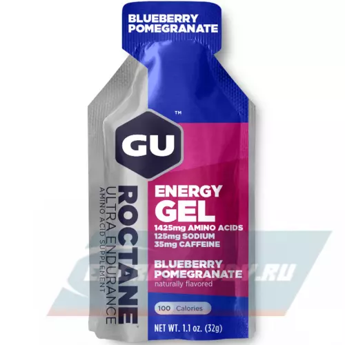 Энергетический гель GU ENERGY GU ROCTANE ENERGY GEL 35mg caffeine Черника-Гранат, 1 стик x 32 г