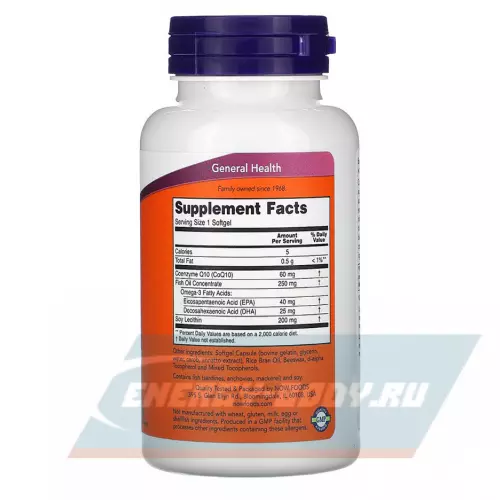  NOW FOODS CoQ10 60 мг + Omega-3 60 капсул