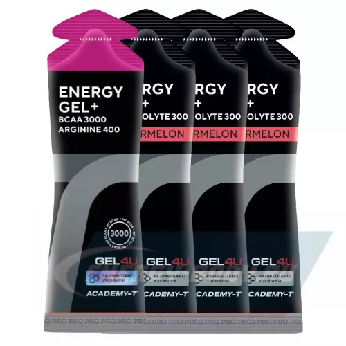 Энергетический гель GEL4U Energy Gel+electrolyte 300 Лесные ягоды, арбуз, 4 х 60 г