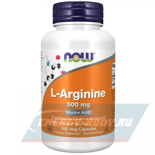 Аминокислотны NOW FOODS L-Arginine 500 mg 100 веган капсул