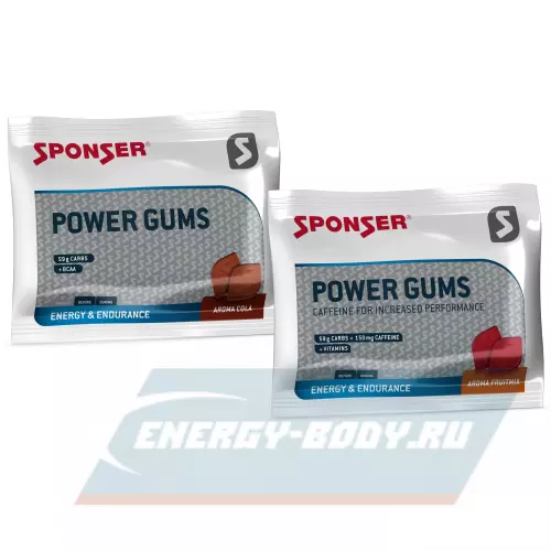 Энергетик SPONSER RED POWER GUMS + кофеин 150mg Фруктовый микс, 2 x 10 конфет