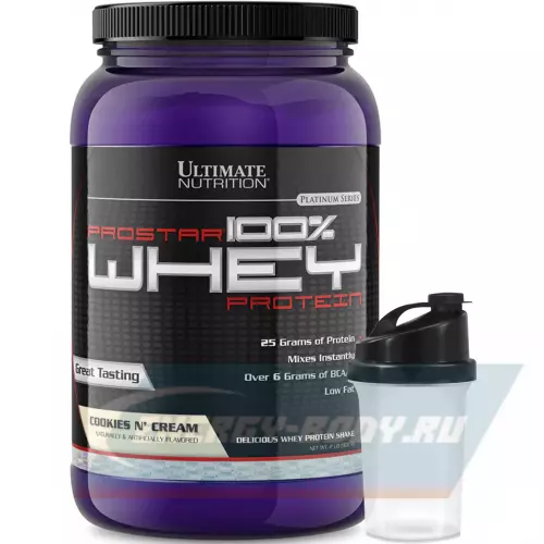  Ultimate Nutrition Prostar Whey Печенье - крем, 907 г + шейкер