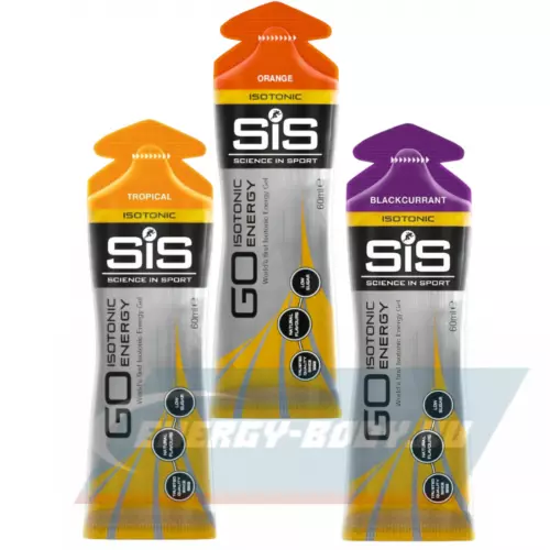 Энергетический гель SCIENCE IN SPORT (SiS) GO Isotonic Energy Gels Апельсин, Тропик, Черная смородина, 3 x 60 мл Микс