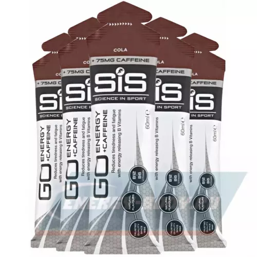 Энергетический гель SCIENCE IN SPORT (SiS) GO Energy 75 mg Caffeine Кола, 5 x 60 мл + кофеин