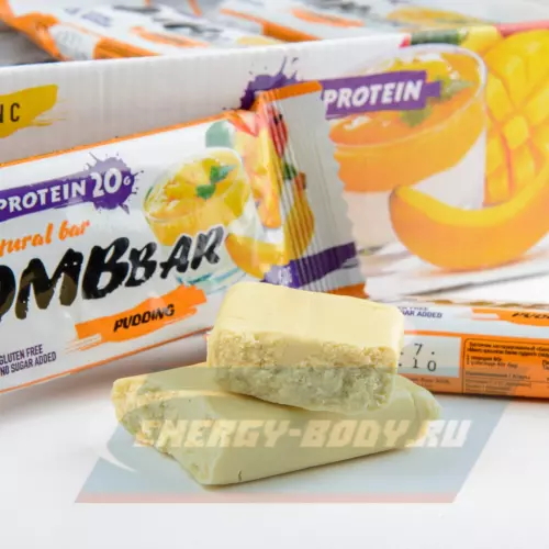 Батончик протеиновый Bombbar Protein Bar Пудинг с ароматом манго и банана, 30 x 60 г