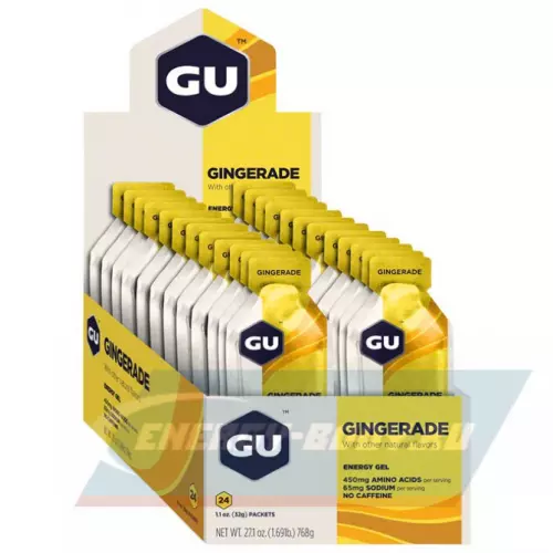 Энергетический гель GU ENERGY GU ORIGINAL ENERGY GEL no caffeine Имбирный лимонад, 24 стика x 32 г