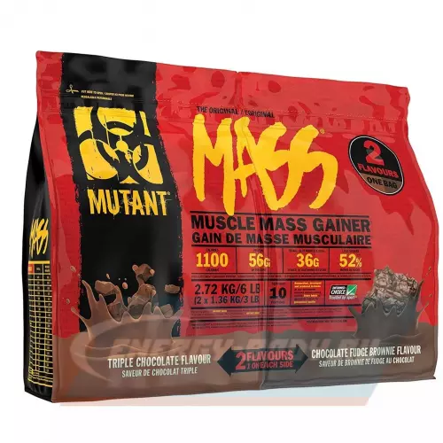 Гейнер Mutant Mass 6 lb Тройной шоколад - Брауни, 2720 г + шейкер