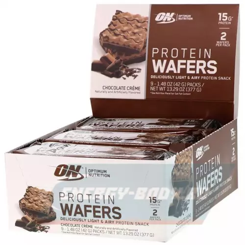 Батончик протеиновый OPTIMUM NUTRITION Protein Wafers Шоколадный крем, 9 х 42 г