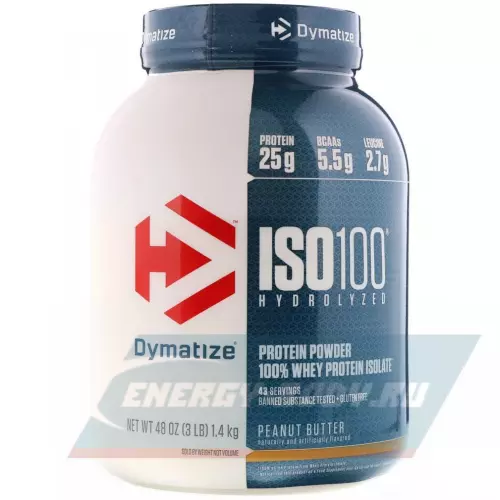  DYMATIZE Dymatize ISO100 Hydrolyzed Арахисовое масло, 1400 г