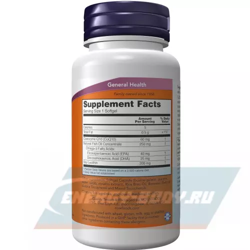  NOW FOODS CoQ10 60 mg + Omega-3 60 гелевые капсулы