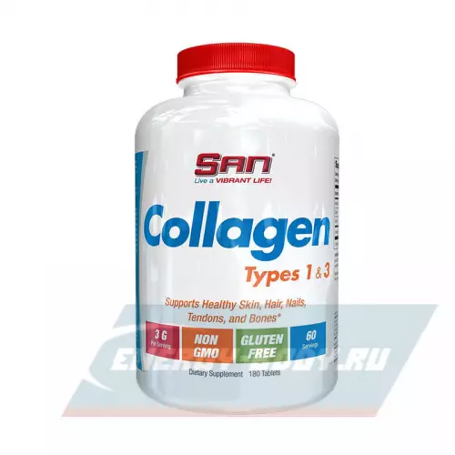 COLLAGEN SAN Collagen Types 1 & 3 Нейтральный, 180 таблеток