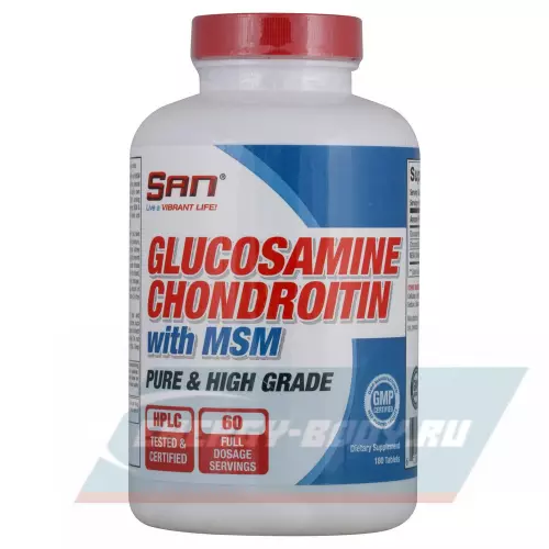 Суставы, связки SAN Glucosamine-Chondroitin-MSM 180 таблеток