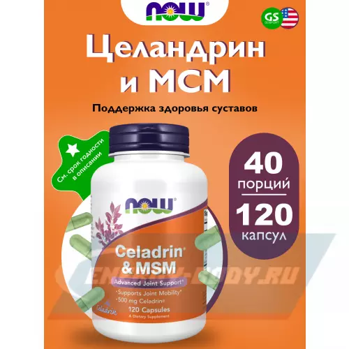 Суставы, связки NOW FOODS Celadrin & MSM, 500 mg 120 капсул