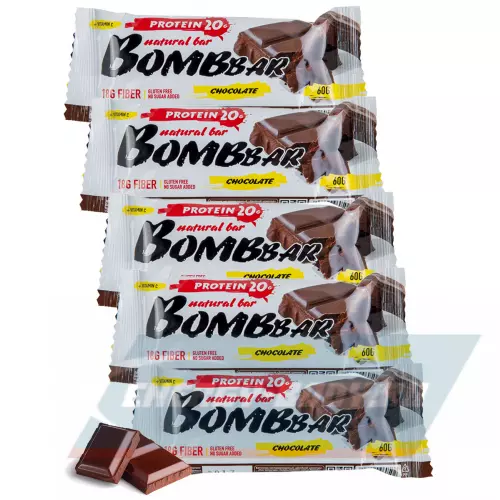 Батончик протеиновый Bombbar Protein Bar Двойной шоколад, 5 x 60 г