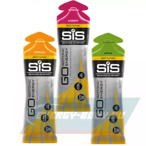 Энергетический гель SCIENCE IN SPORT (SiS) GO Isotonic Energy Gels Вишня, Тропик, Яблоко, 3 x 60 мл Микс