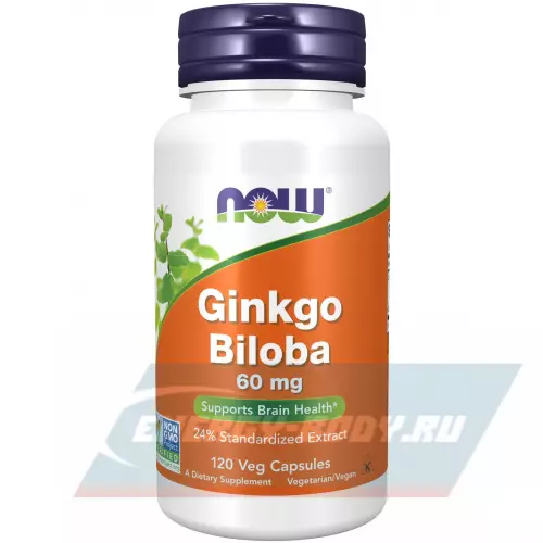  NOW FOODS Ginkgo Biloba 60 mg 120 веган капсул