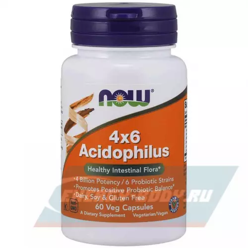  NOW FOODS 4х6 Acidophilus - Ацидофилус Нейтральный, 60 Веган капсулы
