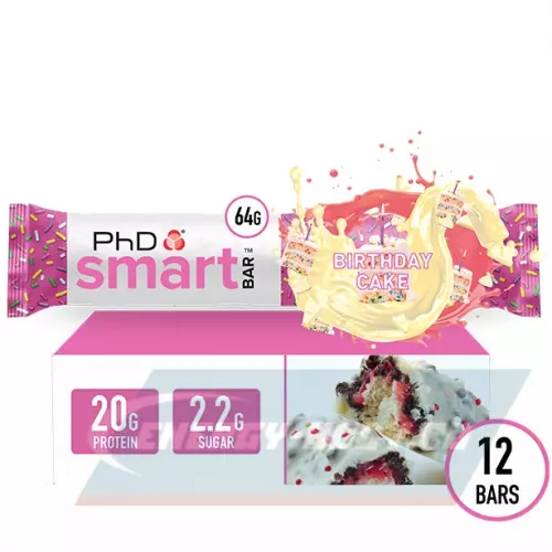 Протеиновые батончики PhD Nutrition Smart Bar 64 г, Праздничный торт