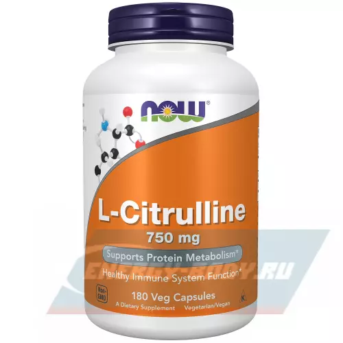 Аминокислотны NOW FOODS L-Citrulline 750 mg - L-цитруллин 180 веган капсул