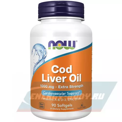 Omega 3 NOW FOODS Cod Liver Oil 1000 mg Extra Strength 90 гелевых капсул