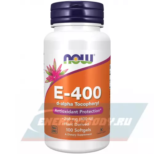  NOW FOODS E-400 D-Alpha Tocopheryl 100 гелевых капсул