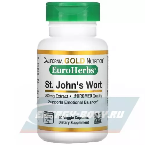  California Gold Nutrition St. John's Wort, EuroHerbs, 300 mg 60 вегетарианских капсул