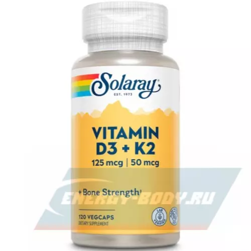  Solaray Vitamin D3 + K2 120 веган капсул