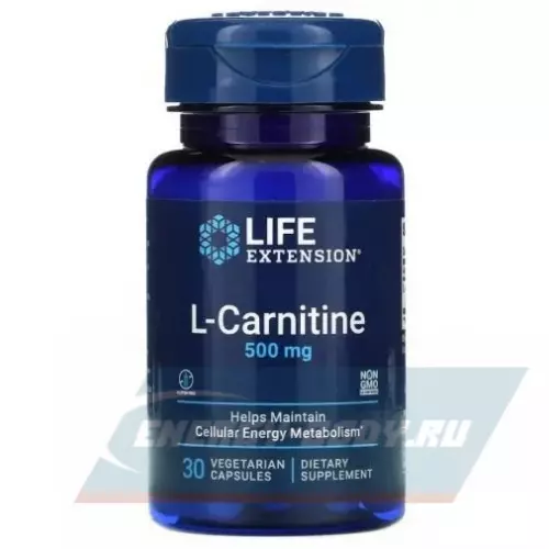 L-Карнитин Life Extension L-Carnitine 500 mg 30 вегетарианских капсул