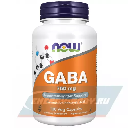  NOW FOODS GABA 750 mg Нейтральный, 100 веган капсул