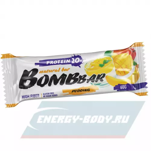 Батончик протеиновый Bombbar Protein Bar Пудинг с ароматом манго и банана, 30 x 60 г