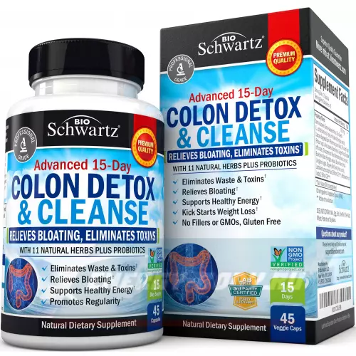  BioSchwartz Colon Detox & Cleanser 45 вегетарианских капсул