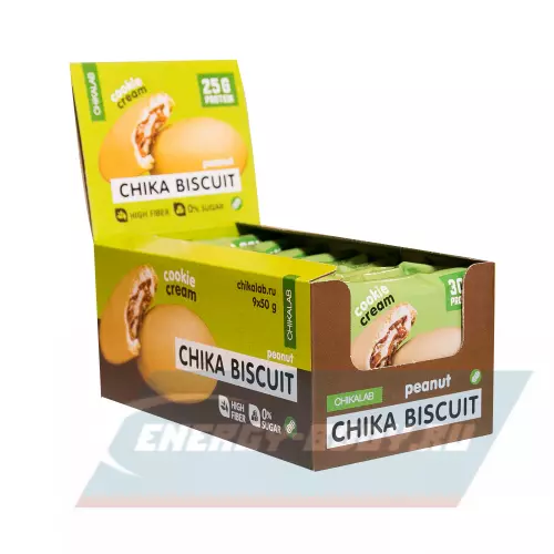 Батончик протеиновый Chikalab Бисквитное печенье Chika Biscuit Арахис, 9 шт x 50 г