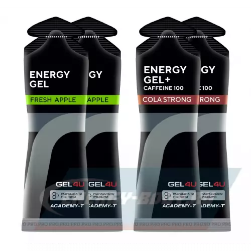Энергетический гель GEL4U Energy Gel MIX Яблоко, Кола, 4 x 60 г