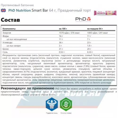 Батончик протеиновый PhD Nutrition Smart Bar Мультипак микс, 5 х 64 г