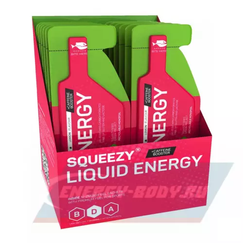 Энергетический гель SQUEEZY SUPER DRINK GEL 60mg caffeine Лимон+Кофеин, 12 x 60 мл