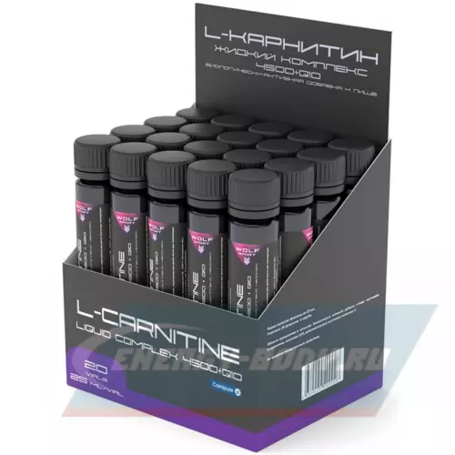 L-Карнитин WolfSport L-Carnitine 4500 (Carnipure) +Q10 малина, 20 амп x 25 мг