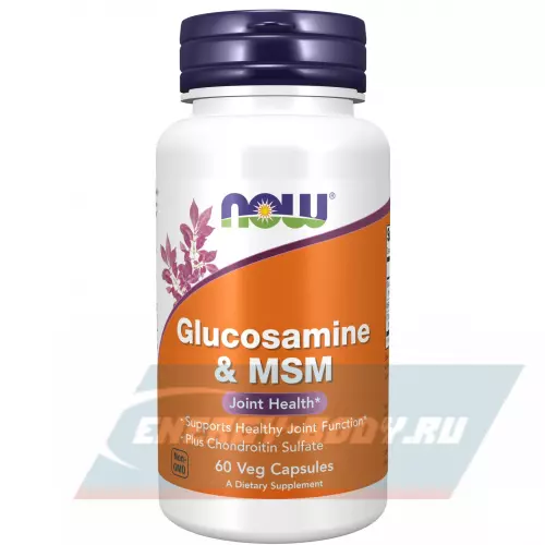 Суставы, связки NOW FOODS Glucosamine & MSM нейтральный, 60 вег. капсул