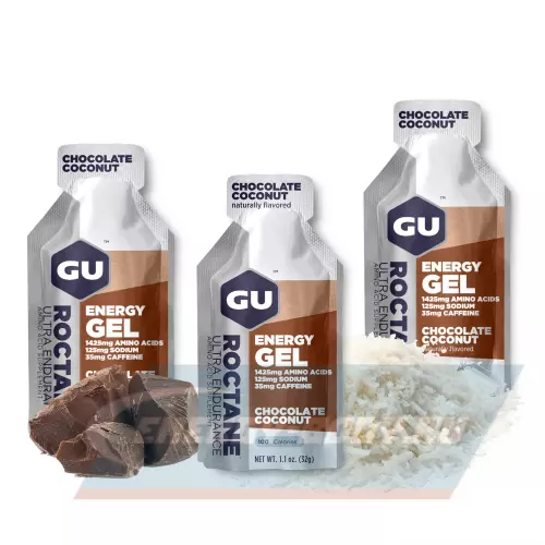 Энергетический гель GU ENERGY GU ROCTANE ENERGY GEL 35mg caffeine Шоколад-Кокос, 3 x 32 г