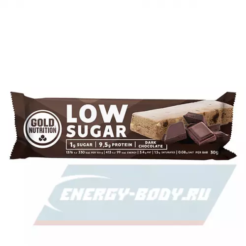 Батончик протеиновый GoldNutrition Low Sugar Темный шоколад, 30 г