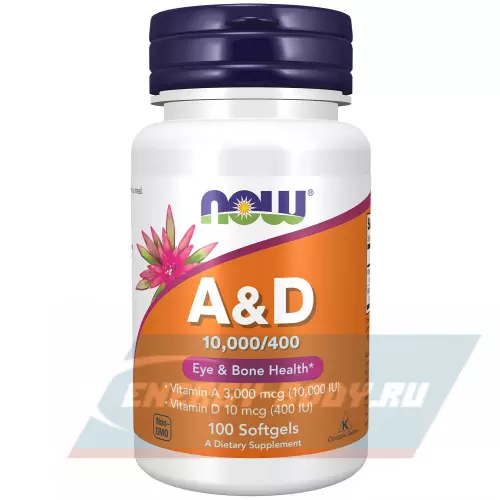  NOW FOODS Vitamin A D 10000 400 IU 100 гелевых капсул